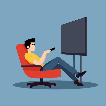 imagem animada de pessoa assistindo tv